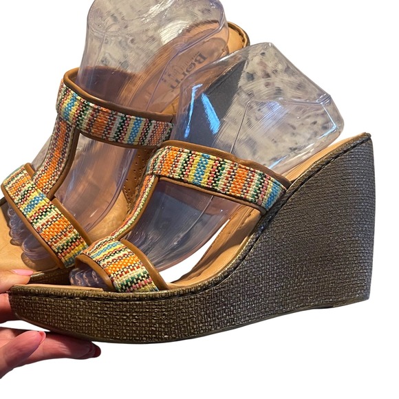 Born Shoes - Born Wedge Sandals Womens 10 Multi Color Boho Woven Leather Platform MJD2 B67108